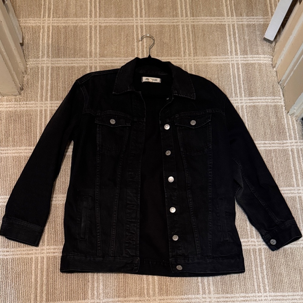 Madewell Washed Black Denim Trucker Jacket - Picture 2 of 4